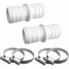 WELL2WELLNESS Pool Schlauchverbinder Gerippt 32-38mm 2x Plus 4 Schlauchschellen